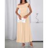 imageBTFBM One Shoulder Dresses for Women Spring 2026 Sleeveless Casual Flowy Pleated Cocktail Party Maxi Sundress PocketsBeige