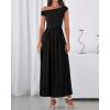 imageBTFBM One Shoulder Dresses for Women Spring 2026 Sleeveless Casual Flowy Pleated Cocktail Party Maxi Sundress PocketsBlack