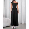 imageBTFBM One Shoulder Dresses for Women Spring 2026 Sleeveless Casual Flowy Pleated Cocktail Party Maxi Sundress PocketsBlack