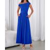 imageBTFBM One Shoulder Dresses for Women Spring 2026 Sleeveless Casual Flowy Pleated Cocktail Party Maxi Sundress PocketsBlue