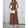 imageBTFBM One Shoulder Dresses for Women Spring 2026 Sleeveless Casual Flowy Pleated Cocktail Party Maxi Sundress PocketsBrown