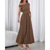 imageBTFBM One Shoulder Dresses for Women Spring 2026 Sleeveless Casual Flowy Pleated Cocktail Party Maxi Sundress PocketsBrown