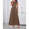 imageBTFBM One Shoulder Dresses for Women Spring 2026 Sleeveless Casual Flowy Pleated Cocktail Party Maxi Sundress PocketsBrown