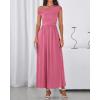 imageBTFBM One Shoulder Dresses for Women Spring 2026 Sleeveless Casual Flowy Pleated Cocktail Party Maxi Sundress PocketsPink