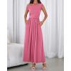 imageBTFBM One Shoulder Dresses for Women Spring 2026 Sleeveless Casual Flowy Pleated Cocktail Party Maxi Sundress PocketsPink