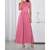 imageBTFBM One Shoulder Dresses for Women Spring 2026 Sleeveless Casual Flowy Pleated Cocktail Party Maxi Sundress PocketsPink