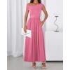 imageBTFBM One Shoulder Dresses for Women Spring 2026 Sleeveless Casual Flowy Pleated Cocktail Party Maxi Sundress PocketsPink