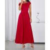 imageBTFBM One Shoulder Dresses for Women Spring 2026 Sleeveless Casual Flowy Pleated Cocktail Party Maxi Sundress PocketsRed