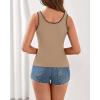 imageBTFBM Sleeveless Tops for Women 2026 Summer Scoop Neck Tank Ribbed Knit Slim Fit Sweater Vest Casual Beach VacationKhaki