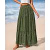 imageBTFBM Boho Long Skirts for Women Spring Summer 2026 Lace Embroidery High Waist Flowy Tiered Maxi Skirt Beach VacationArmy Green