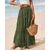 imageBTFBM Boho Long Skirts for Women Spring Summer 2026 Lace Embroidery High Waist Flowy Tiered Maxi Skirt Beach VacationArmy Green