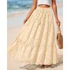 imageBTFBM Boho Long Skirts for Women Spring Summer 2026 Lace Embroidery High Waist Flowy Tiered Maxi Skirt Beach VacationBeige