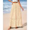 imageBTFBM Boho Long Skirts for Women Spring Summer 2026 Lace Embroidery High Waist Flowy Tiered Maxi Skirt Beach VacationBeige