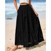 imageBTFBM Boho Long Skirts for Women Spring Summer 2026 Lace Embroidery High Waist Flowy Tiered Maxi Skirt Beach VacationBlack