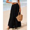 imageBTFBM Boho Long Skirts for Women Spring Summer 2026 Lace Embroidery High Waist Flowy Tiered Maxi Skirt Beach VacationBlack