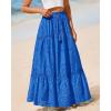 imageBTFBM Boho Long Skirts for Women Spring Summer 2026 Lace Embroidery High Waist Flowy Tiered Maxi Skirt Beach VacationBlue
