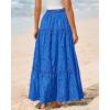 imageBTFBM Boho Long Skirts for Women Spring Summer 2026 Lace Embroidery High Waist Flowy Tiered Maxi Skirt Beach VacationBlue