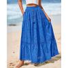 imageBTFBM Boho Long Skirts for Women Spring Summer 2026 Lace Embroidery High Waist Flowy Tiered Maxi Skirt Beach VacationBlue