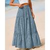 imageBTFBM Boho Long Skirts for Women Spring Summer 2026 Lace Embroidery High Waist Flowy Tiered Maxi Skirt Beach VacationBlue Grey