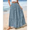 imageBTFBM Boho Long Skirts for Women Spring Summer 2026 Lace Embroidery High Waist Flowy Tiered Maxi Skirt Beach VacationBlue Grey