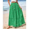 imageBTFBM Boho Long Skirts for Women Spring Summer 2026 Lace Embroidery High Waist Flowy Tiered Maxi Skirt Beach VacationGreen