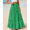 imageBTFBM Boho Long Skirts for Women Spring Summer 2026 Lace Embroidery High Waist Flowy Tiered Maxi Skirt Beach VacationGreen