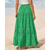 imageBTFBM Boho Long Skirts for Women Spring Summer 2026 Lace Embroidery High Waist Flowy Tiered Maxi Skirt Beach VacationGreen