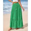 imageBTFBM Boho Long Skirts for Women Spring Summer 2026 Lace Embroidery High Waist Flowy Tiered Maxi Skirt Beach VacationGreen