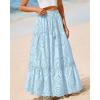 imageBTFBM Boho Long Skirts for Women Spring Summer 2026 Lace Embroidery High Waist Flowy Tiered Maxi Skirt Beach VacationLight Blue