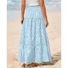 imageBTFBM Boho Long Skirts for Women Spring Summer 2026 Lace Embroidery High Waist Flowy Tiered Maxi Skirt Beach VacationLight Blue
