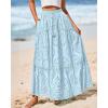 imageBTFBM Boho Long Skirts for Women Spring Summer 2026 Lace Embroidery High Waist Flowy Tiered Maxi Skirt Beach VacationLight Blue