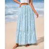 imageBTFBM Boho Long Skirts for Women Spring Summer 2026 Lace Embroidery High Waist Flowy Tiered Maxi Skirt Beach VacationLight Blue