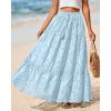 imageBTFBM Boho Long Skirts for Women Spring Summer 2026 Lace Embroidery High Waist Flowy Tiered Maxi Skirt Beach VacationLight Blue