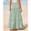 imageBTFBM Boho Long Skirts for Women Spring Summer 2026 Lace Embroidery High Waist Flowy Tiered Maxi Skirt Beach VacationLight Green