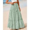 imageBTFBM Boho Long Skirts for Women Spring Summer 2026 Lace Embroidery High Waist Flowy Tiered Maxi Skirt Beach VacationLight Green
