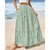 imageBTFBM Boho Long Skirts for Women Spring Summer 2026 Lace Embroidery High Waist Flowy Tiered Maxi Skirt Beach VacationLight Green