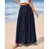 imageBTFBM Boho Long Skirts for Women Spring Summer 2026 Lace Embroidery High Waist Flowy Tiered Maxi Skirt Beach VacationNavy
