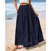 imageBTFBM Boho Long Skirts for Women Spring Summer 2026 Lace Embroidery High Waist Flowy Tiered Maxi Skirt Beach VacationNavy