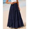 imageBTFBM Boho Long Skirts for Women Spring Summer 2026 Lace Embroidery High Waist Flowy Tiered Maxi Skirt Beach VacationNavy