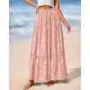 imageBTFBM Boho Long Skirts for Women Spring Summer 2026 Lace Embroidery High Waist Flowy Tiered Maxi Skirt Beach VacationPink