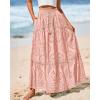imageBTFBM Boho Long Skirts for Women Spring Summer 2026 Lace Embroidery High Waist Flowy Tiered Maxi Skirt Beach VacationPink