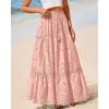imageBTFBM Boho Long Skirts for Women Spring Summer 2026 Lace Embroidery High Waist Flowy Tiered Maxi Skirt Beach VacationPink
