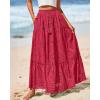 imageBTFBM Boho Long Skirts for Women Spring Summer 2026 Lace Embroidery High Waist Flowy Tiered Maxi Skirt Beach VacationRed
