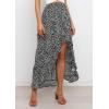 imageBTFBM Women 2026 Spring Summer Long Skirts Dress Boho Floral Elastic Waist Split Ruffle High Low Beach Maxi Skirt ClothesBlack White