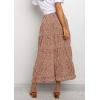 imageBTFBM Women 2026 Spring Summer Long Skirts Dress Boho Floral Elastic Waist Split Ruffle High Low Beach Maxi Skirt ClothesBrick Red