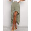 imageBTFBM Women 2026 Spring Summer Long Skirts Dress Boho Floral Elastic Waist Split Ruffle High Low Beach Maxi Skirt ClothesGreen