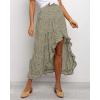imageBTFBM Women 2026 Spring Summer Long Skirts Dress Boho Floral Elastic Waist Split Ruffle High Low Beach Maxi Skirt ClothesGreen