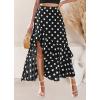 imageBTFBM Women 2026 Spring Summer Long Skirts Dress Boho Floral Elastic Waist Split Ruffle High Low Beach Maxi Skirt ClothesPolka Dot Black