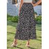 imageBTFBM Women 2026 Spring Summer Long Skirts Dress Boho Floral Elastic Waist Split Ruffle High Low Beach Maxi Skirt ClothesPrint Floral Black
