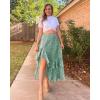 imageBTFBM Women 2026 Spring Summer Long Skirts Dress Boho Floral Elastic Waist Split Ruffle High Low Beach Maxi Skirt ClothesPrint Floral Green